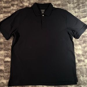 L L Bean navy blue short sleeve polo mens sz LG reg.
